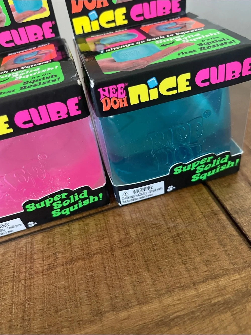 Schylling Needoh Nice Cube set of 2 Super Solid Squish - Pink and Blue